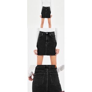Zara Faded Black Denim Skirt